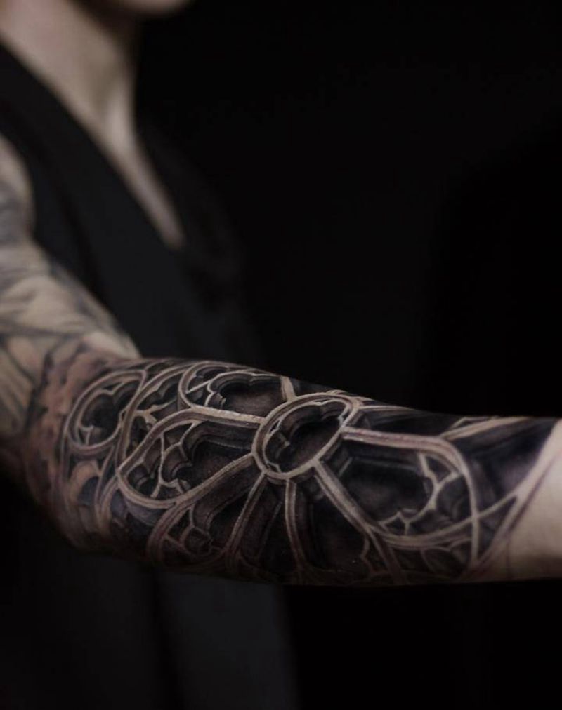 玫瑰窗纹身图片