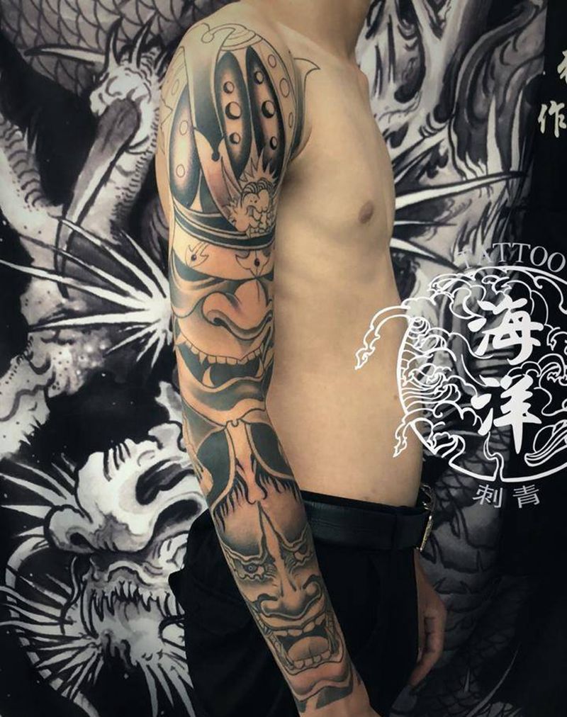 鬼武士 般若纹身图片