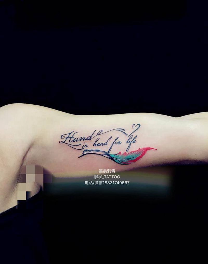 彩色羽毛纹身图片