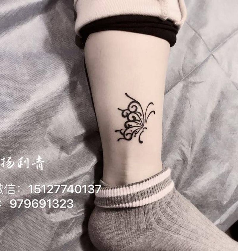 脚踝小图腾纹身图片