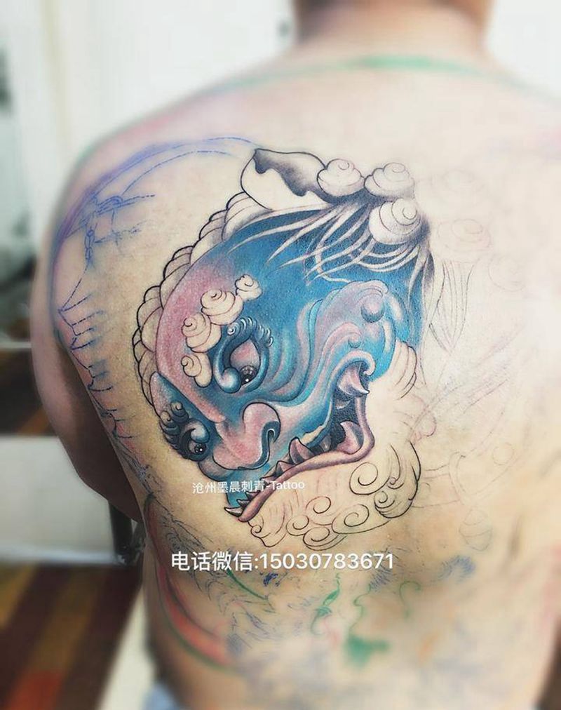 狮子未完成纹身图片