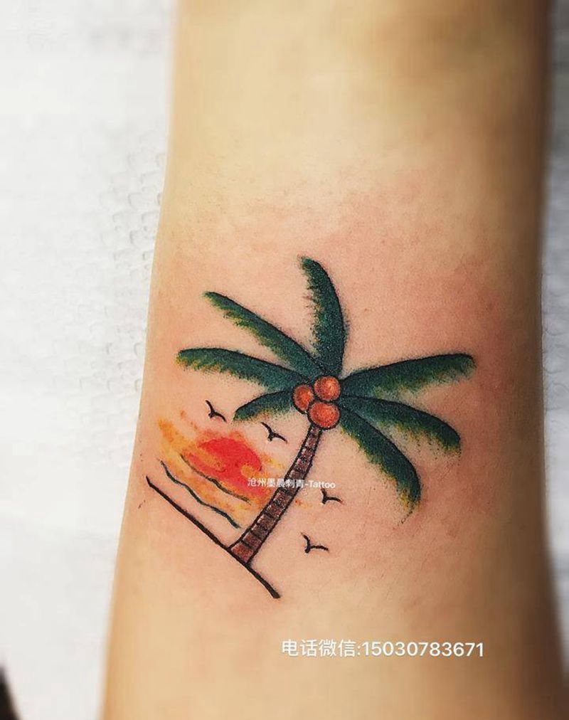 小椰树纹身图片