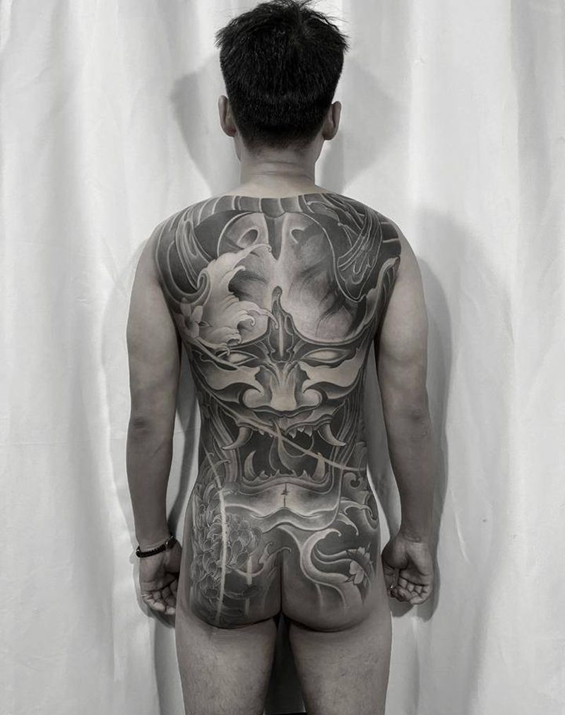 般若纹身图片_背部臀部老传统新传统纹身图案