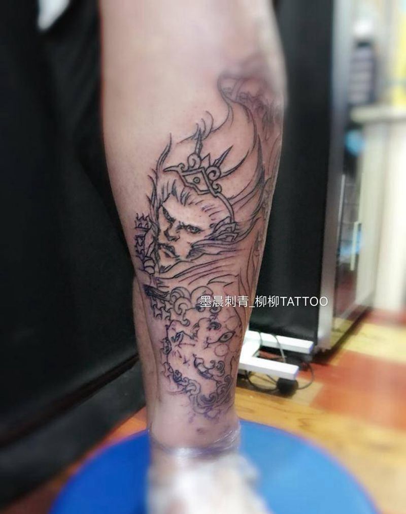 四猴割线纹身图片