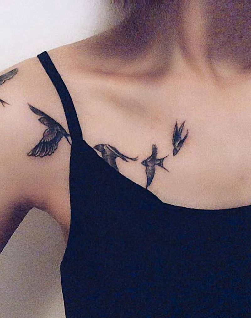锁骨 燕子纹身图片