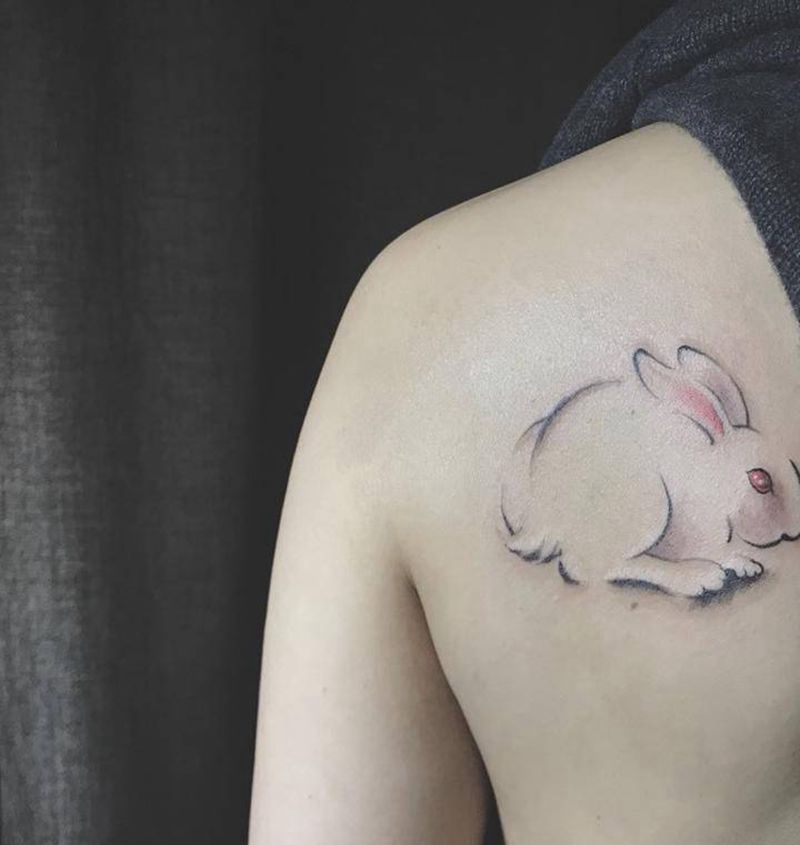 简笔兔子纹身图片