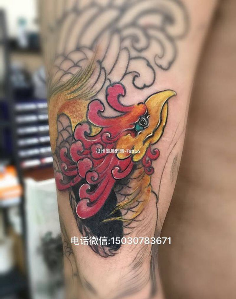 凤凰花臂 未完纹身图片