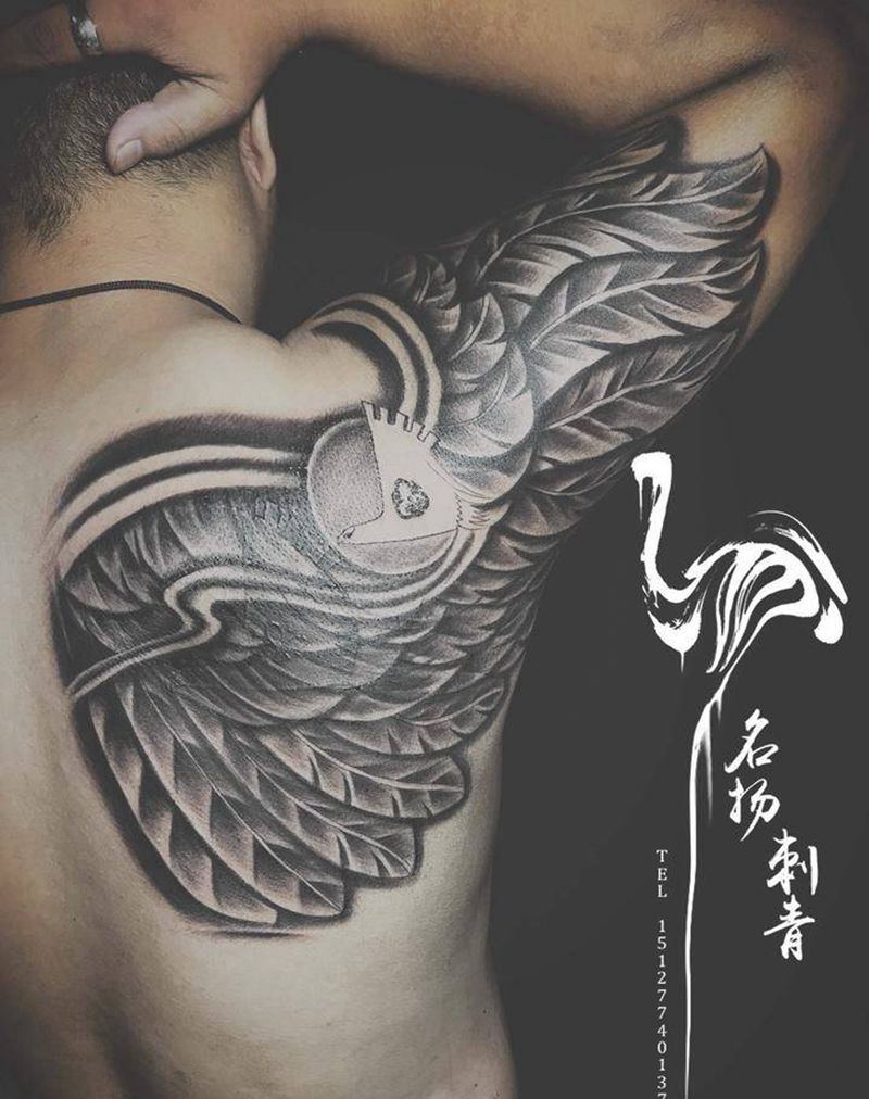 遮盖 翅膀纹身图片