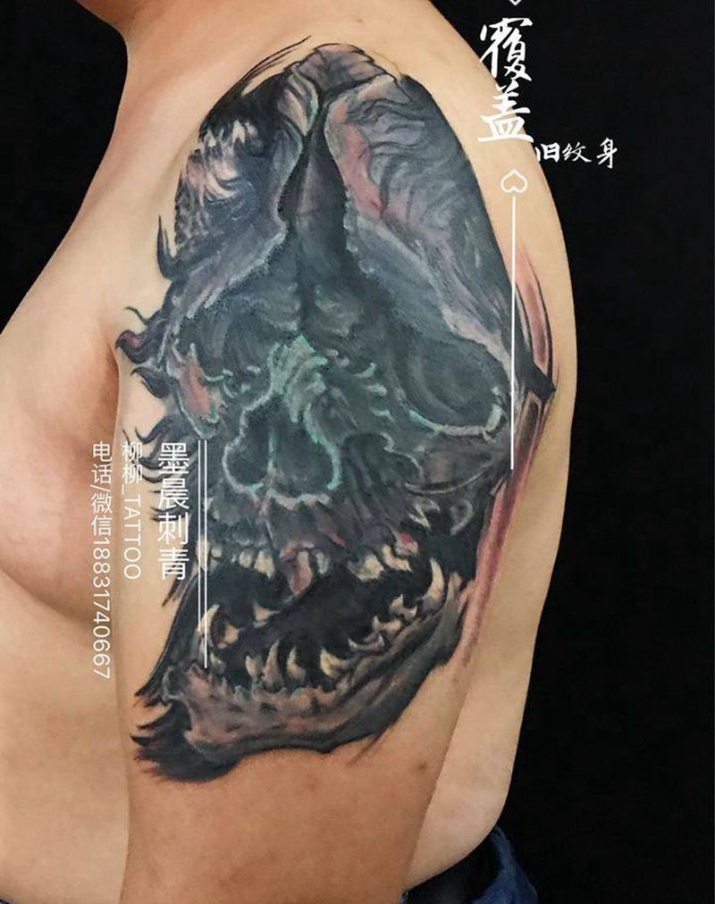 彩色旧纹身覆盖纹身图片