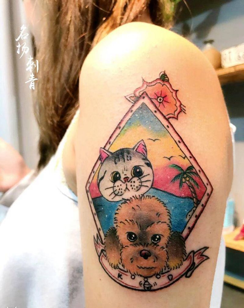 宠物纹身图片_Old School纹身图案