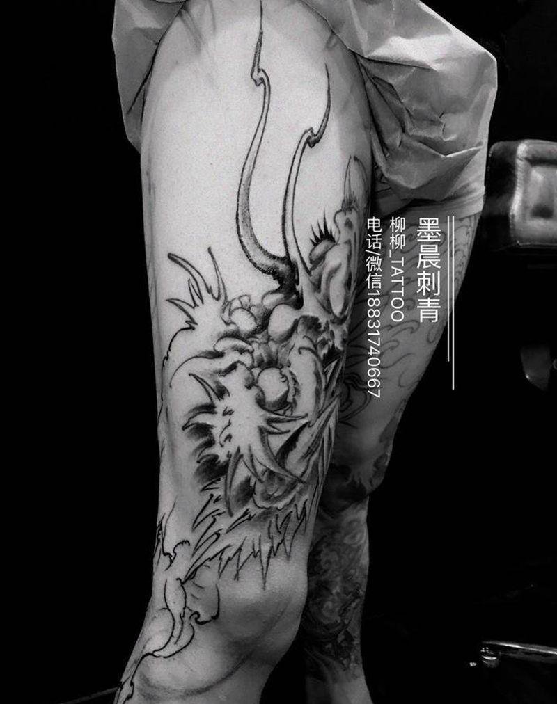 还没有做完的龙纹身图片