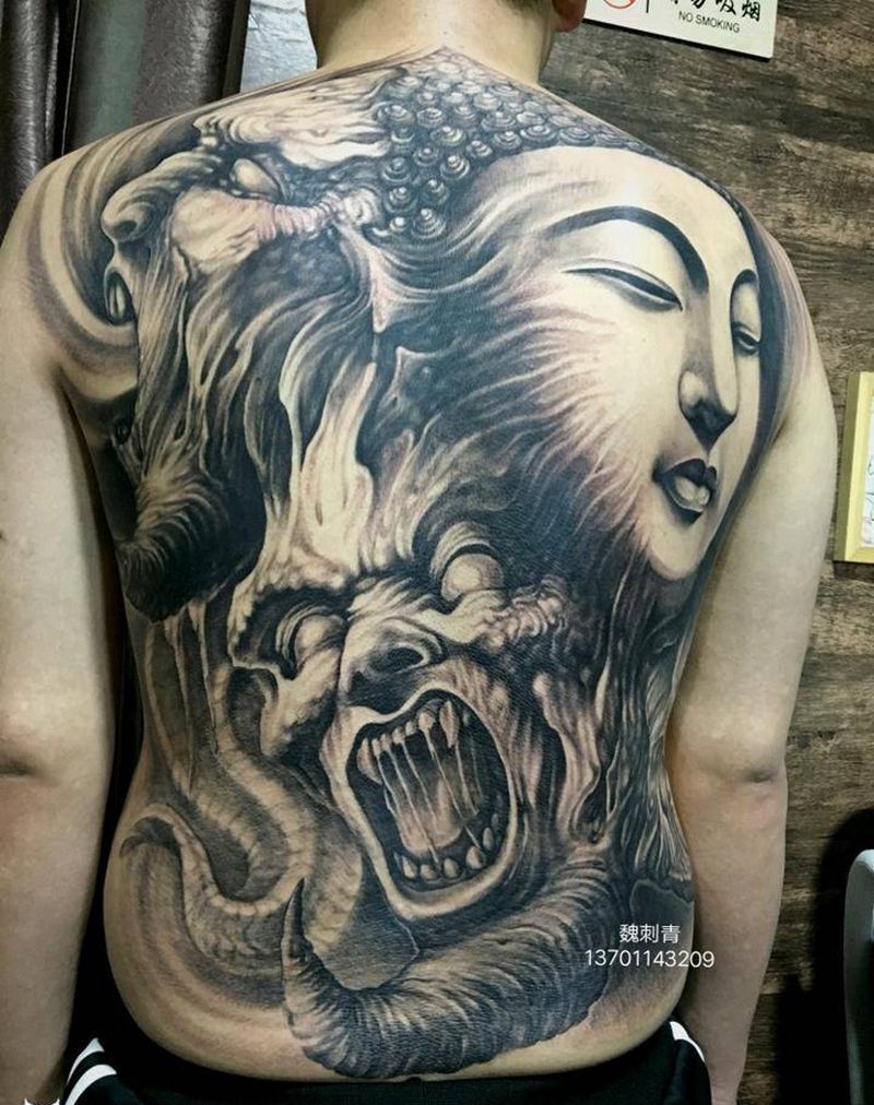 佛魔纹身图片