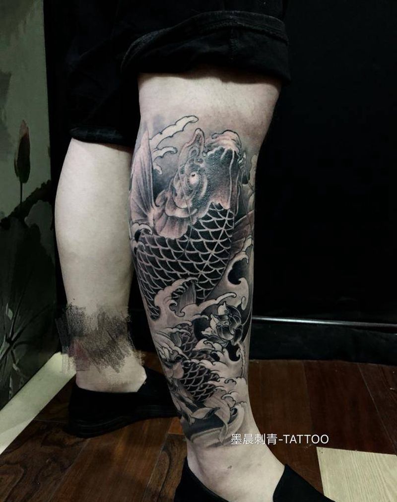 小腿鱼纹身图片