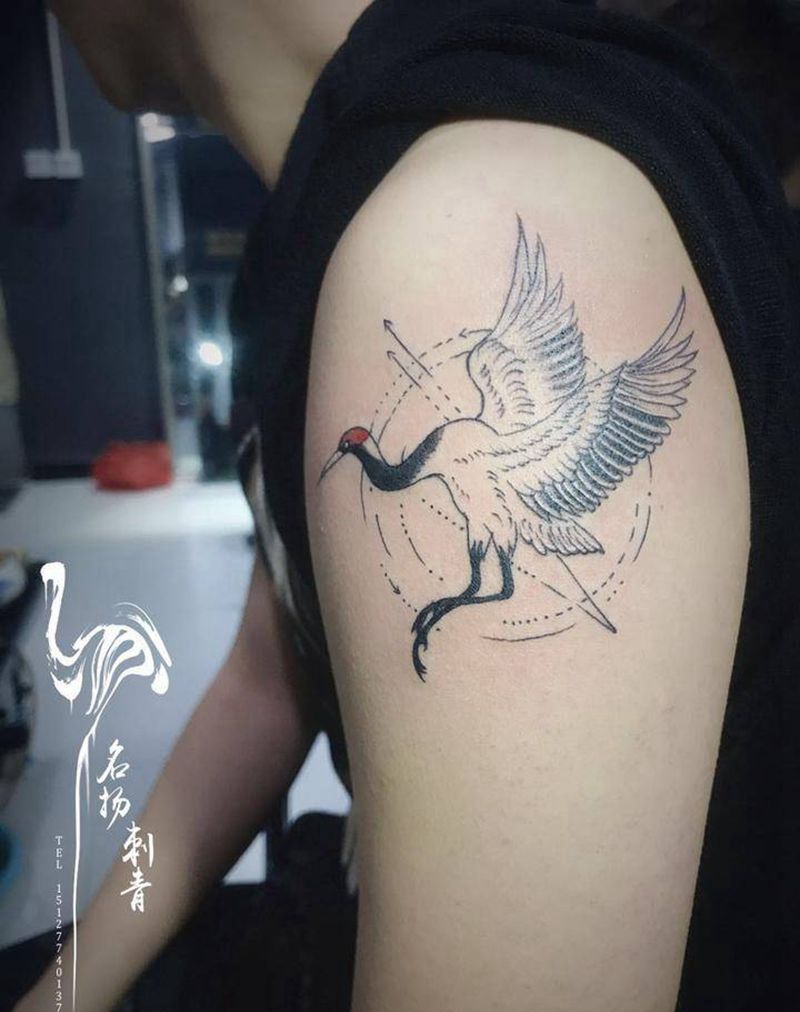 仙鹤纹身图片
