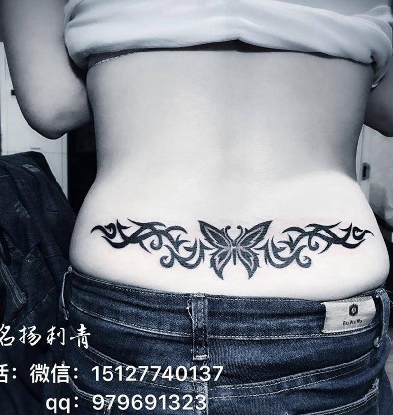 后腰图腾纹身图片