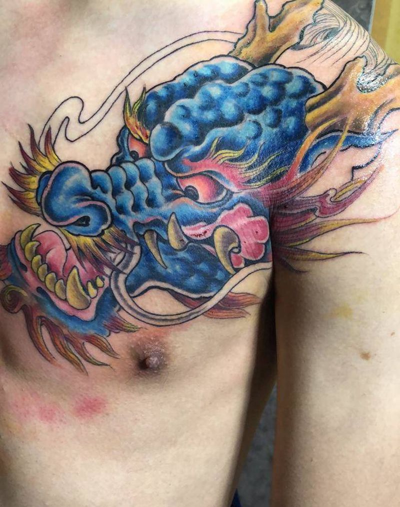 手绘龙未完成纹身图片