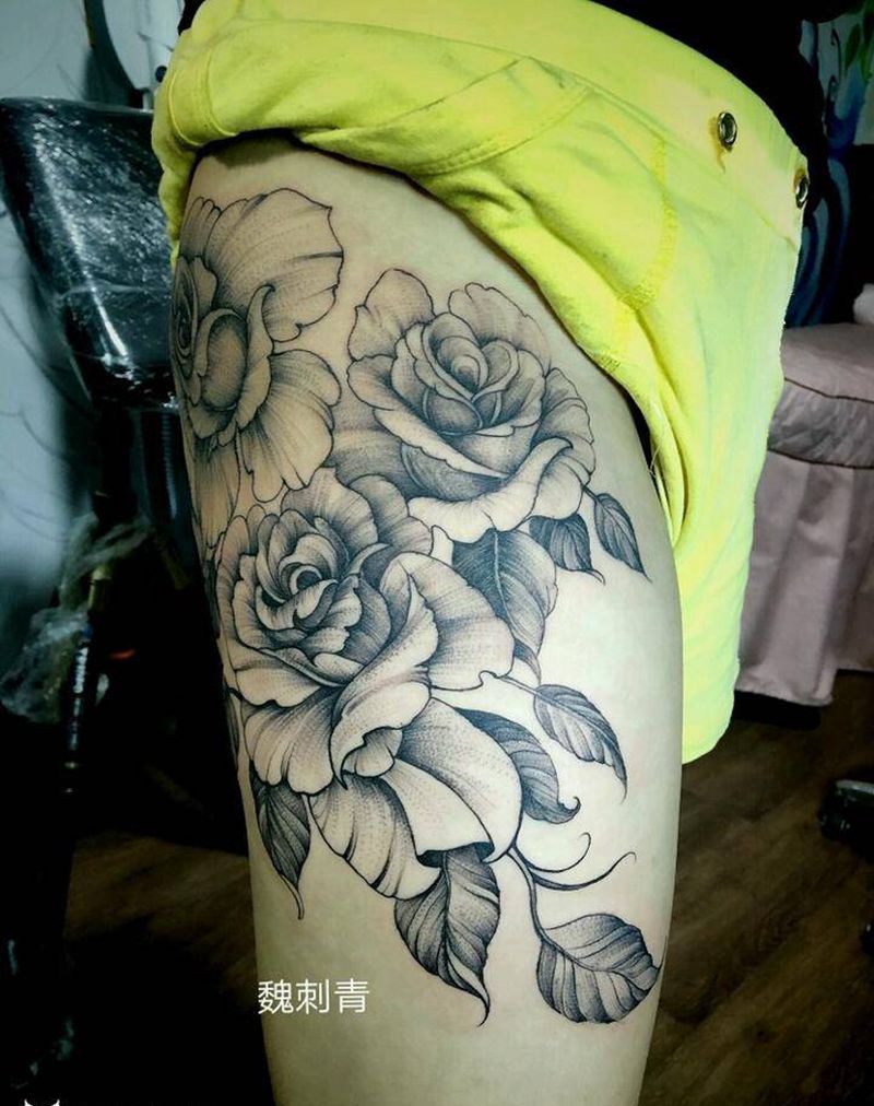 点刺玫瑰纹身图片