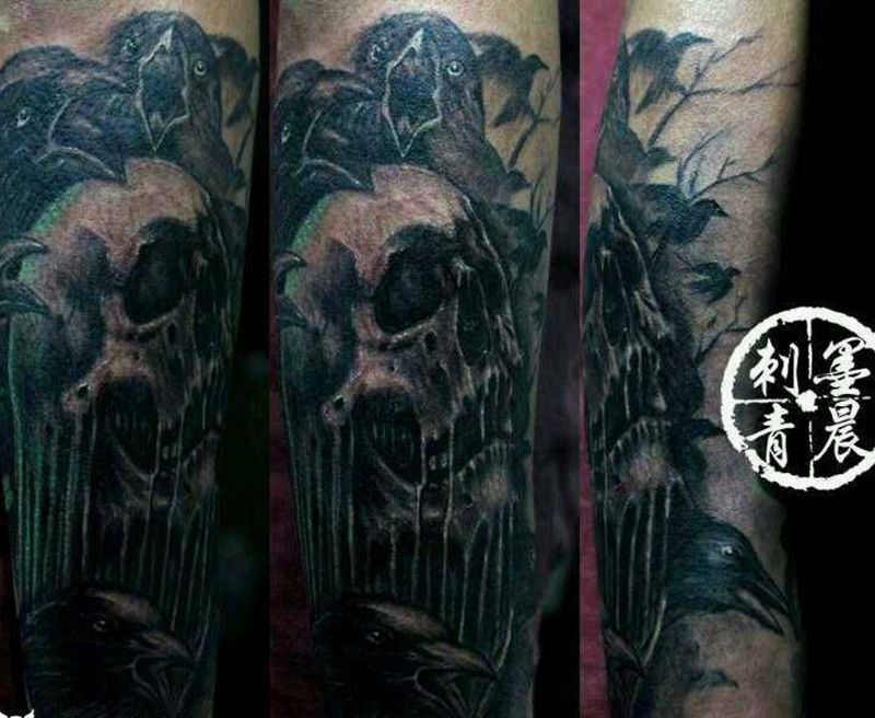 暗黑骷髅纹身图片