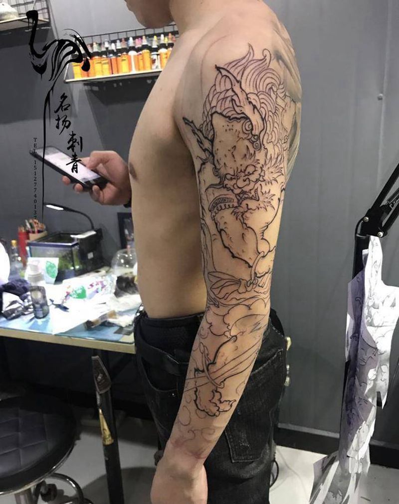 雷神 初步走线纹身图片