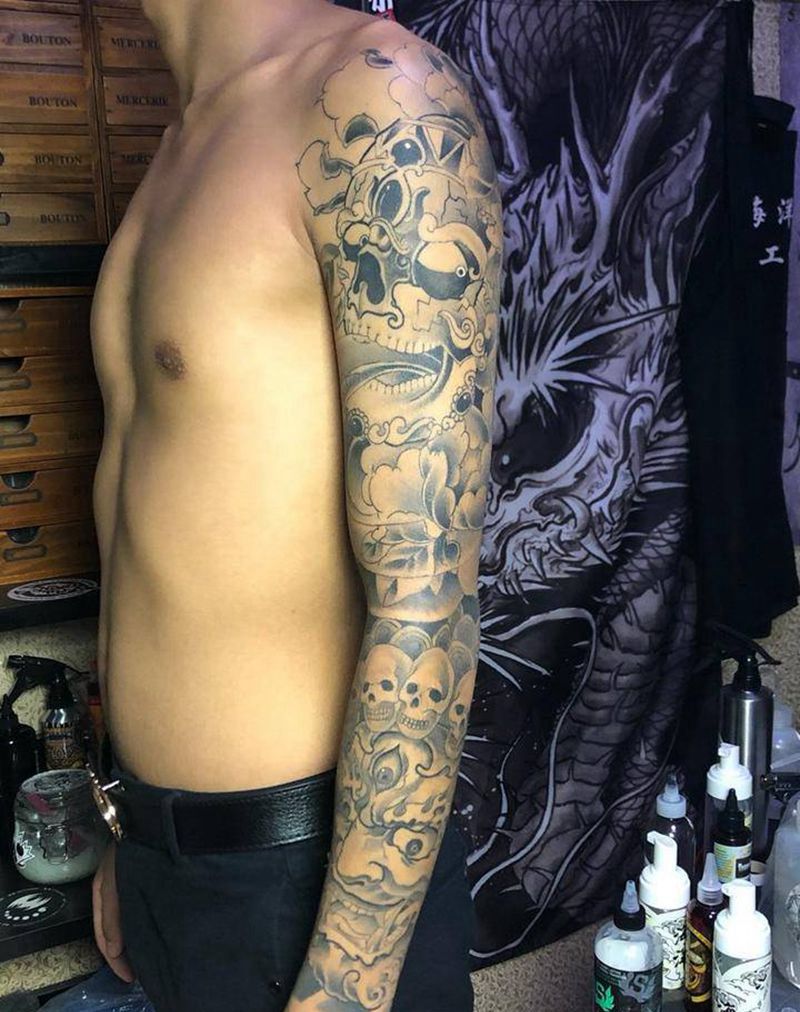 大黑天 嘎巴拉纹身图片