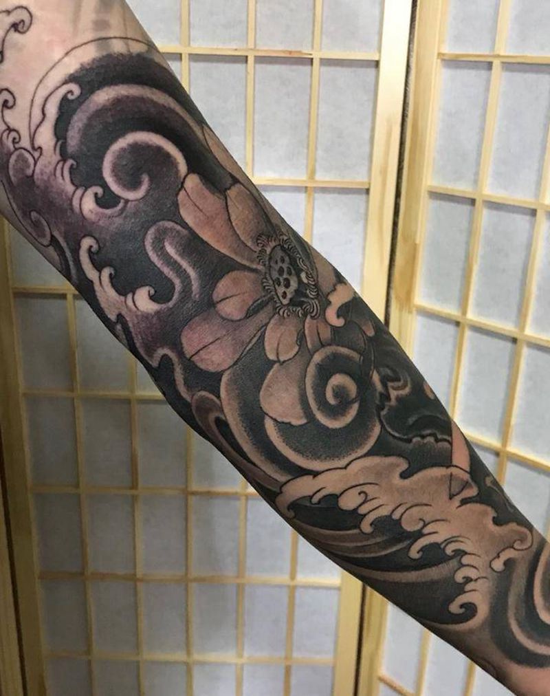 花臂纹身图片_手臂新传统纹身图案