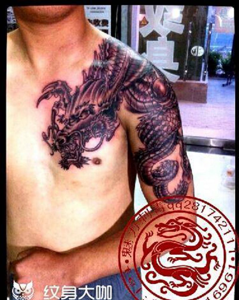 廊坊魅力纹身工作室纹身图片_欧美传统习俗肖像清新写实国画鬼神宗教情侣纹身图案