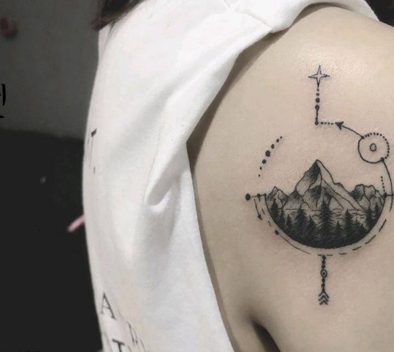 小清新纹身图片_肩部纹身图案