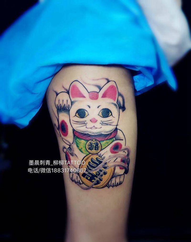 招财猫纹身图片
