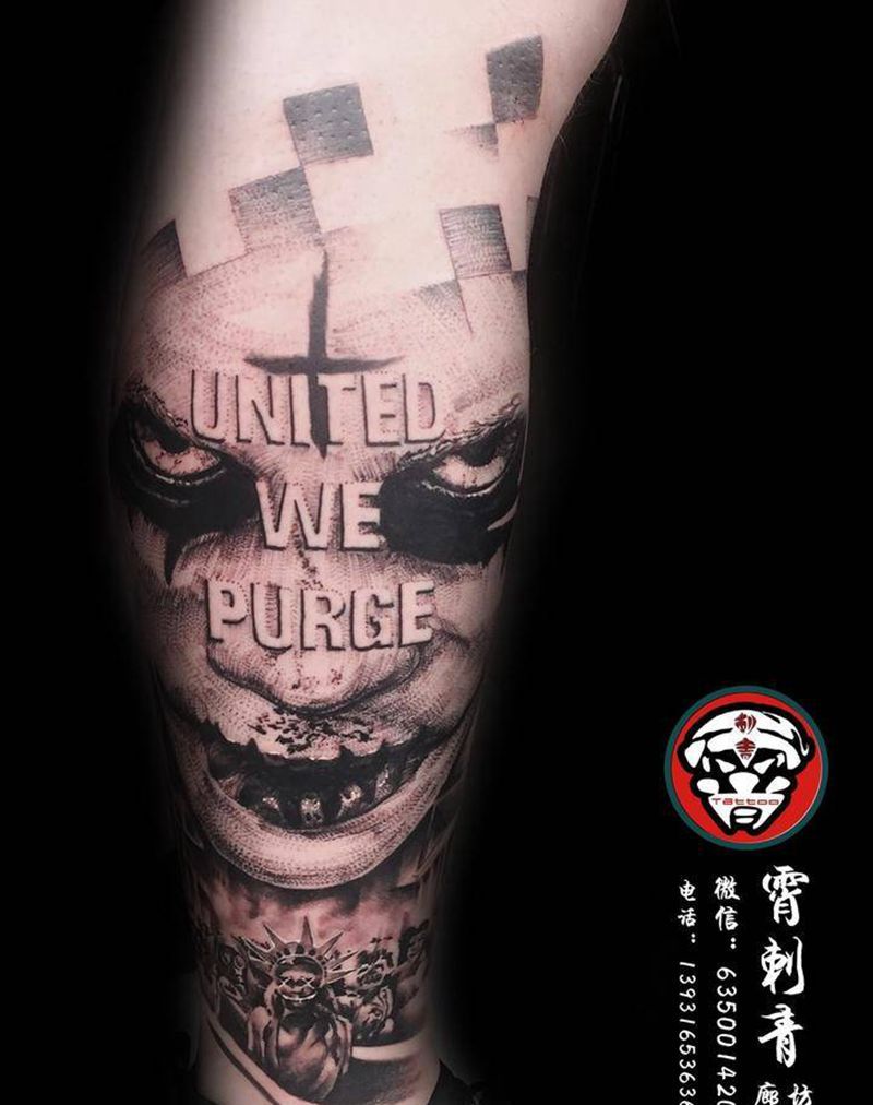 清除计划纹身图片_成品腿部写实人物纹身图案