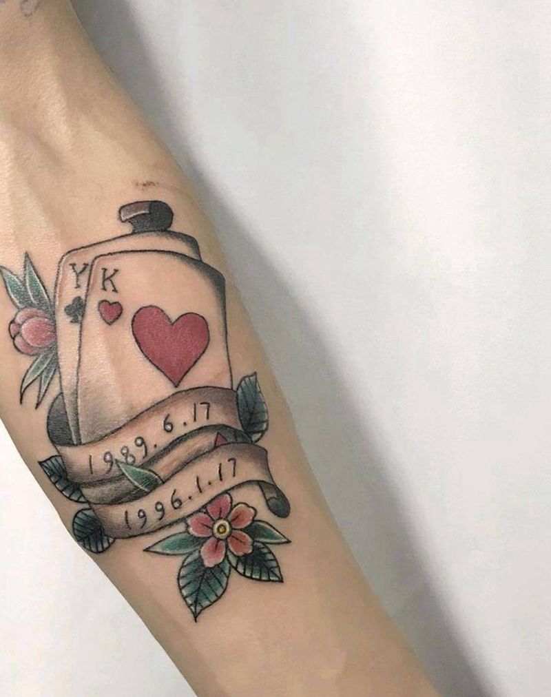 纸牌纹身图片_手臂New SchoolOld School纹身图案