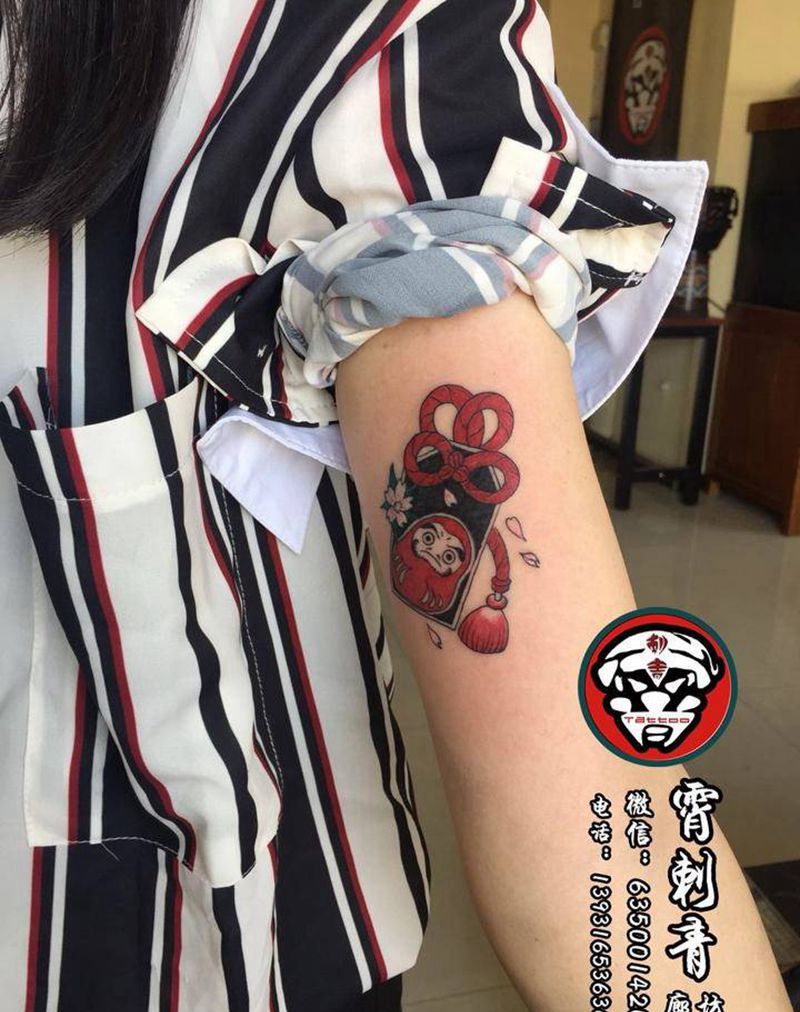 达摩蛋纹身图片_成品手臂清新纹身图案