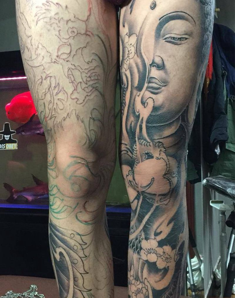 龙凤-腿纹身图片