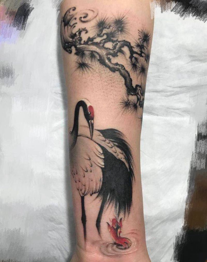 鹤纹身图片
