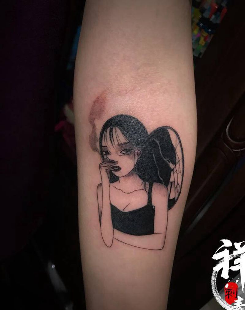 那女孩儿纹身图片_手臂纹身图案