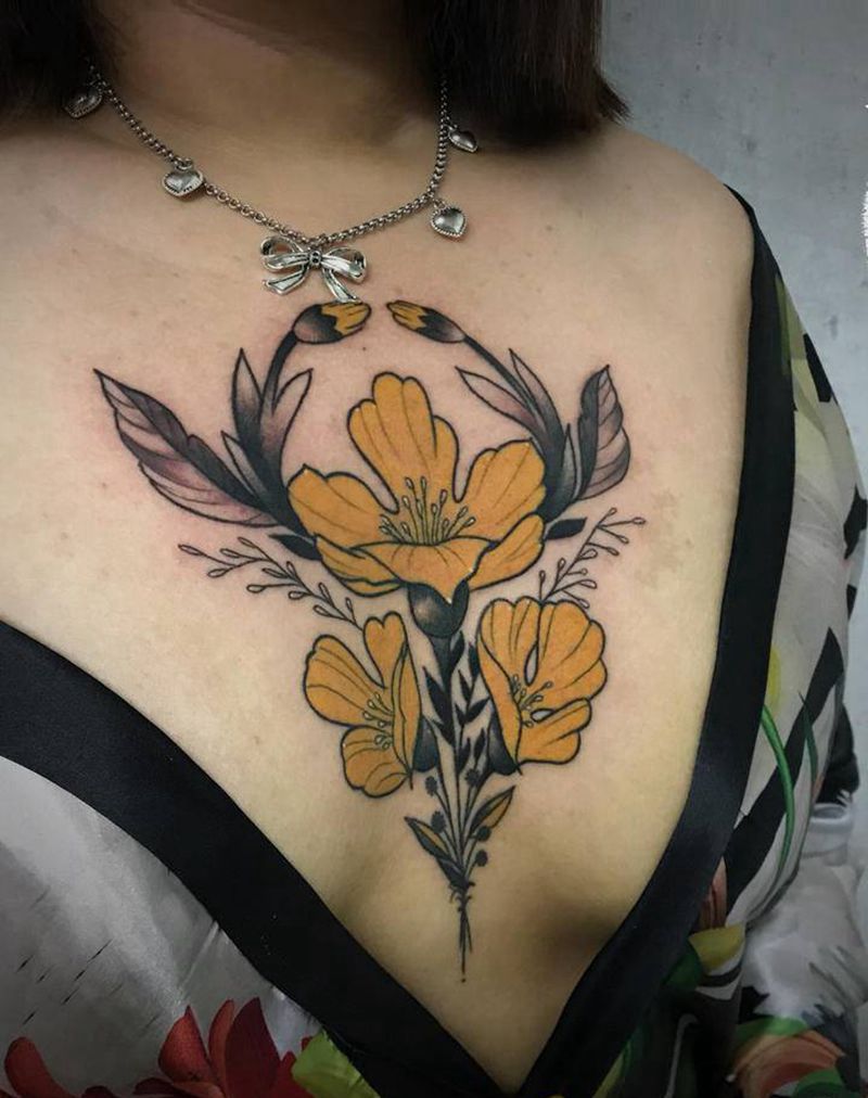 胸花纹身图片_New School纹身图案