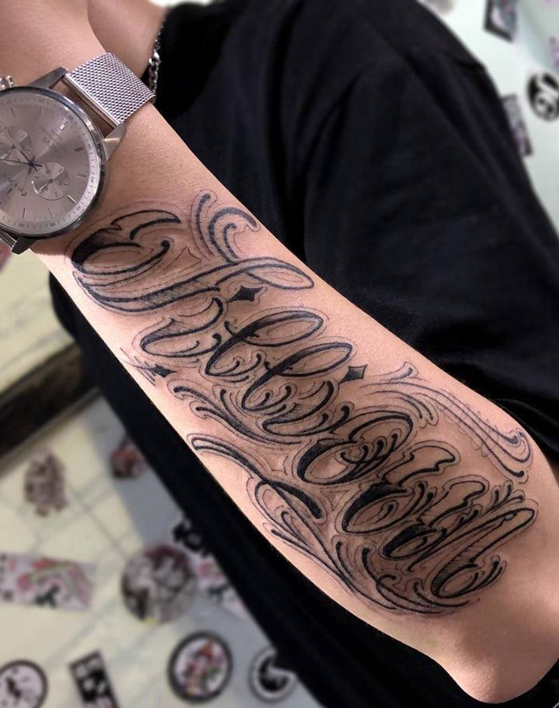 手绘花体字纹身图片_手臂花体字纹身图案