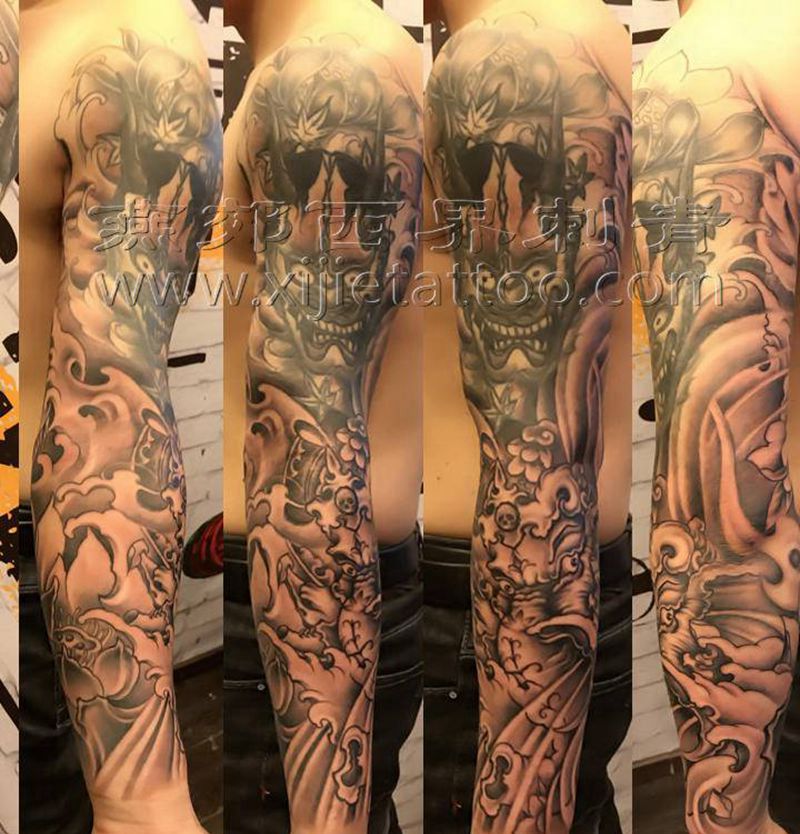 花臂纹身图片_手臂新传统纹身图案