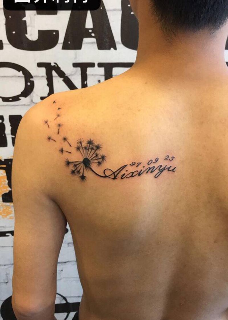 字母纹身图片_肩部花体字纹身图案