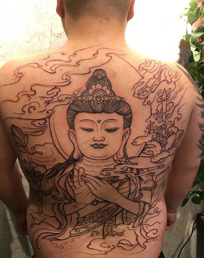 满背纹身图片_背部新传统纹身图案