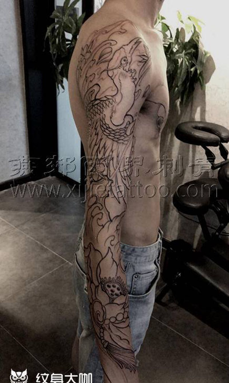 花臂纹身图片_手臂新传统纹身图案