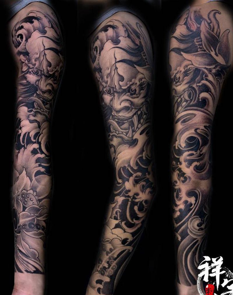 般若纹身图片_肩部手臂新传统纹身图案