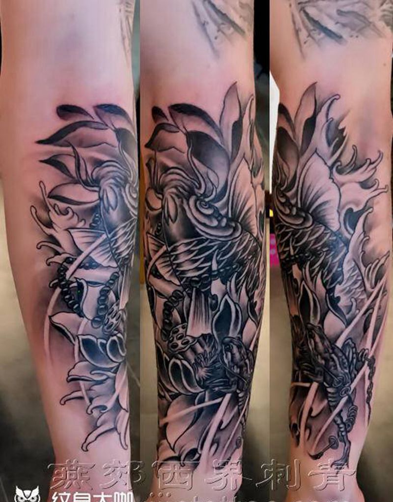 小臂 鲤鱼纹身图片_手臂手部新传统纹身图案