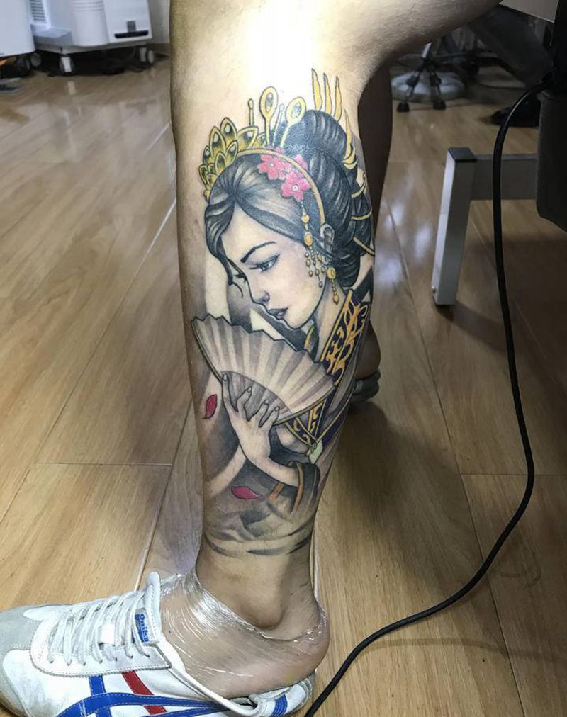 艺妓纹身图片_新传统纹身图案