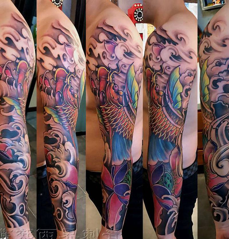 新传统花臂纹身图片_手臂手部新传统纹身图案