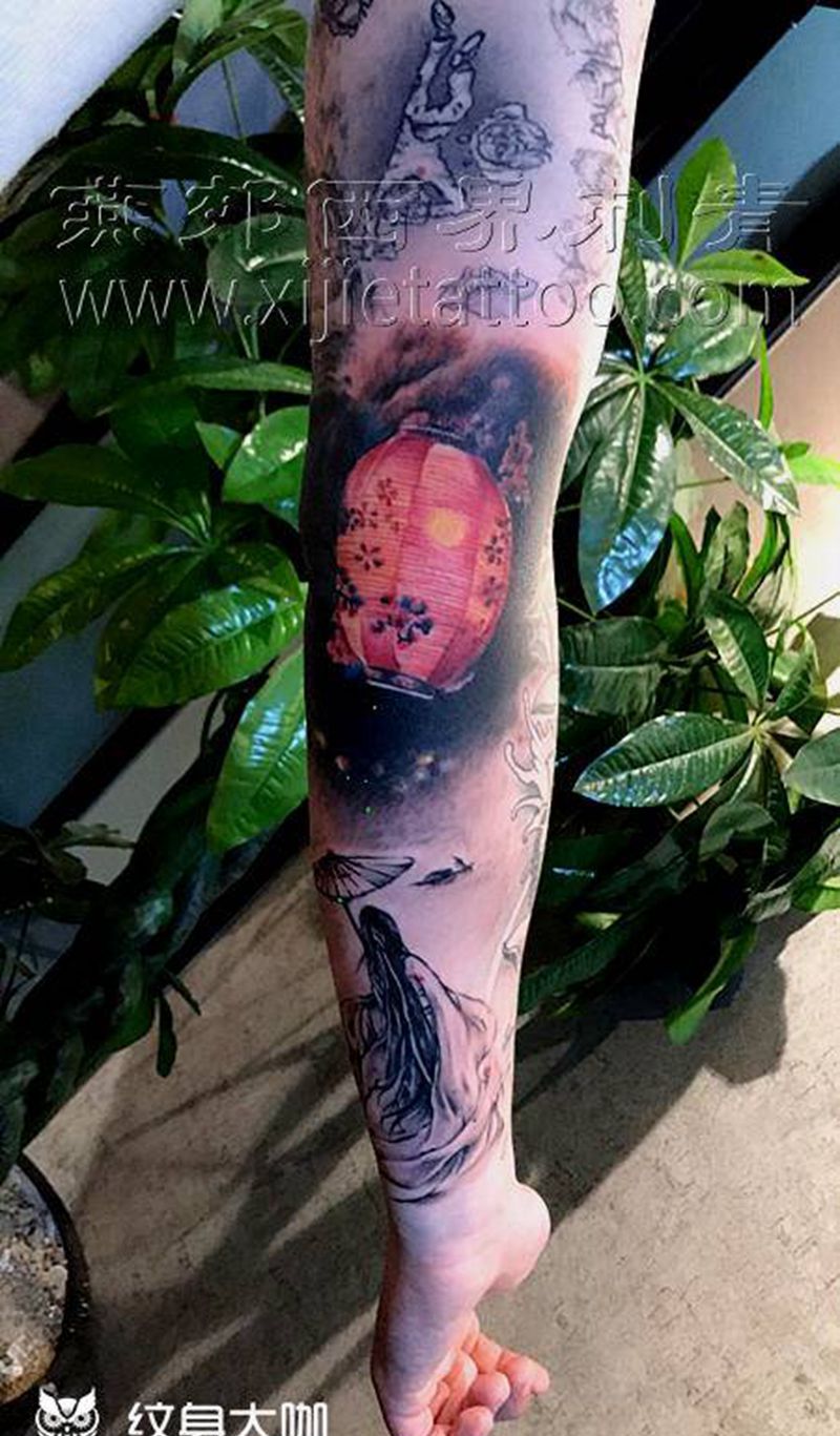 花臂 欧美 彩色纹身图片_手臂欧美写实新传统纹身图案