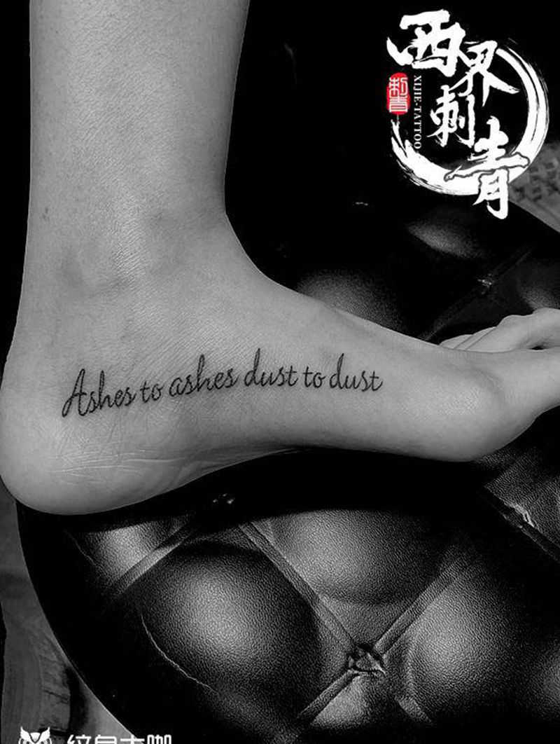 字母纹身图片_脚部腿部花体字纹身图案