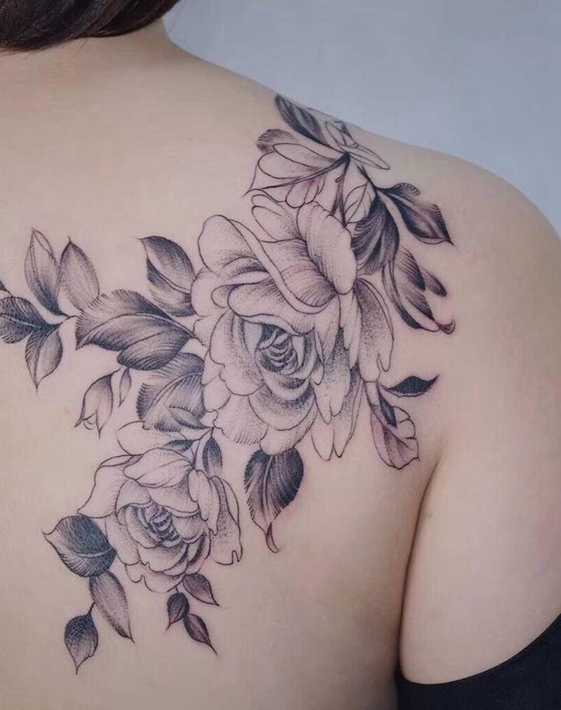 素纹身图片_肩部点刺纹身图案