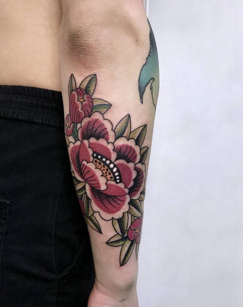 花臂拼接纹身图片_手臂Old School纹身图案