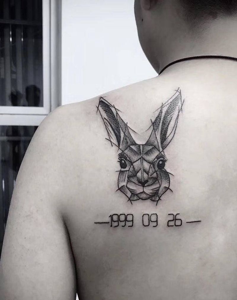 兔纹身图片_背部纹身图案