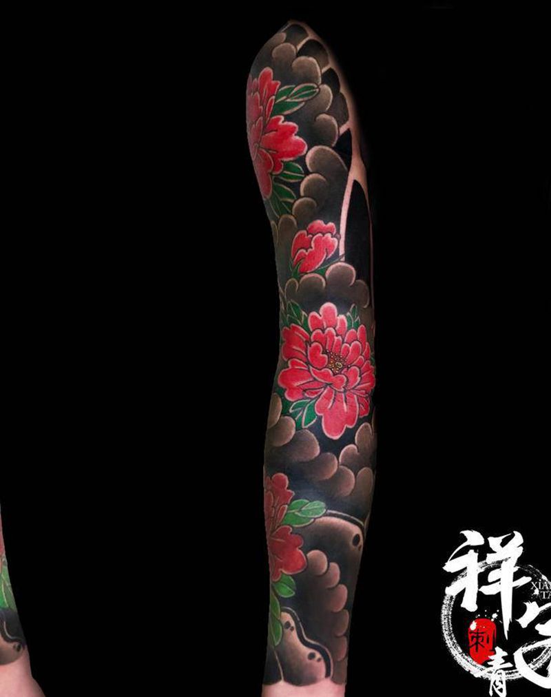 日式花臂纹身图片_手臂纹身图案